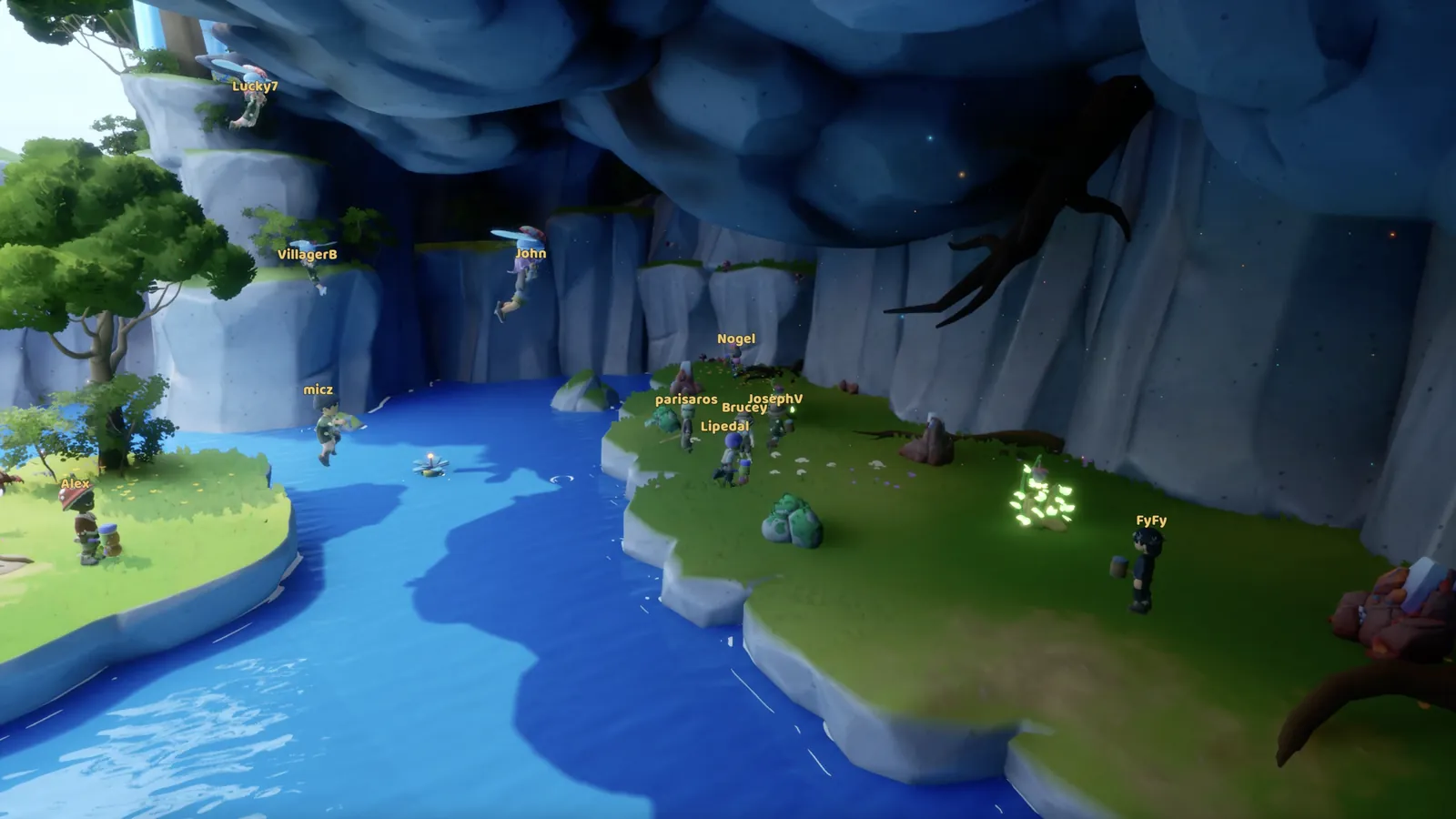 Official Loftia press kit screenshot of Secret Island floating in a wide sky